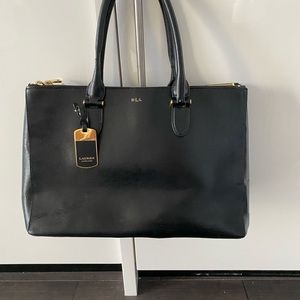 Ralph Lauren newbury double zip satchel black